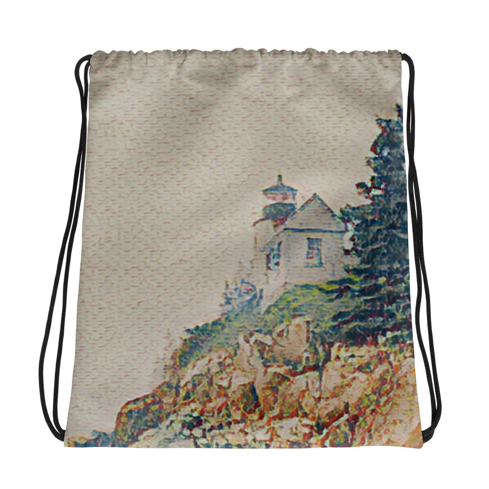 Drawstring Bag - Bass Harbor Lighthouse