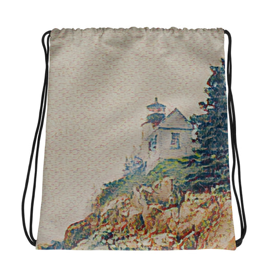 Drawstring Bag - Bass Harbor Lighthouse